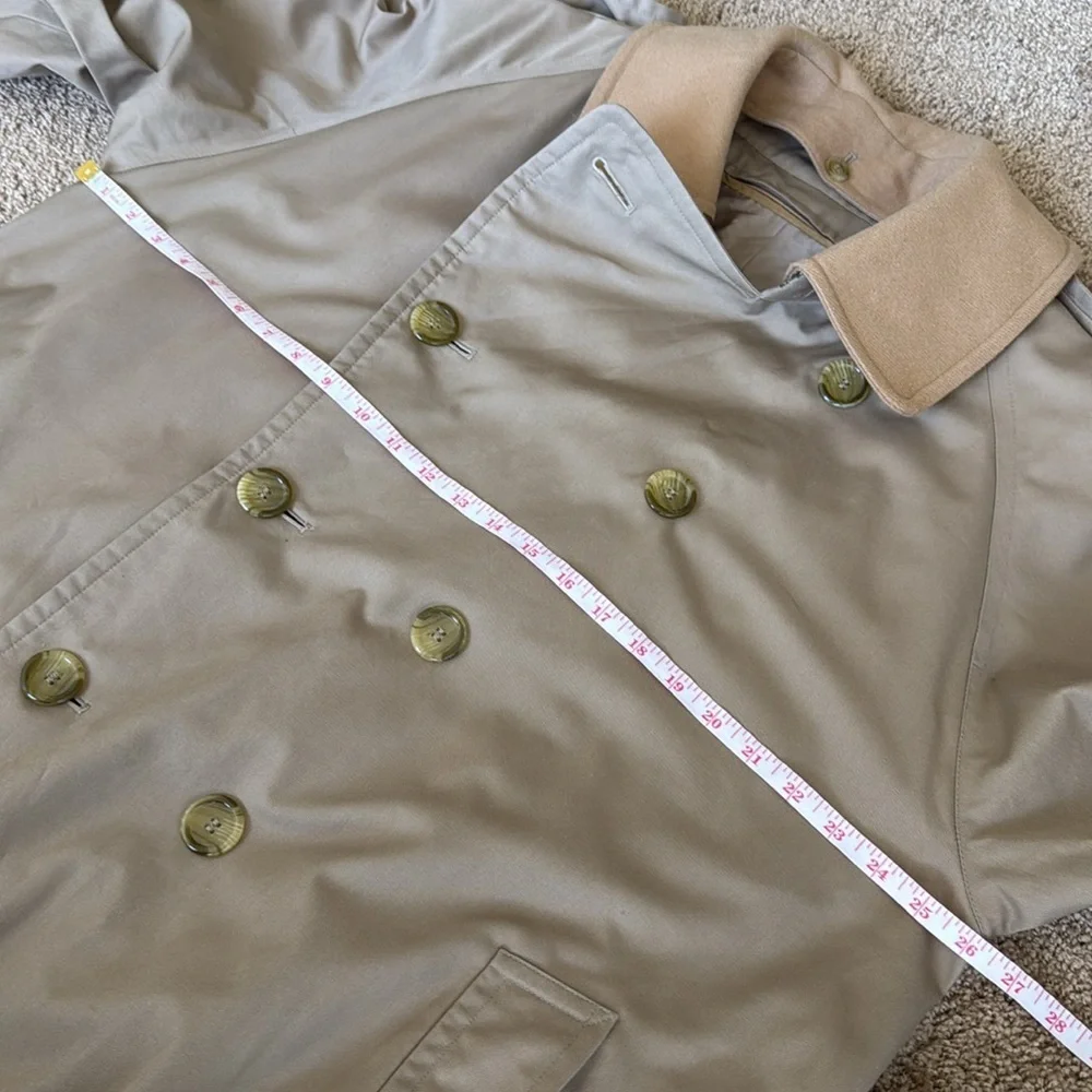Vintage Burberry Tan Nova Check Plaid Lined Double Breasted   Tie Trench Coat